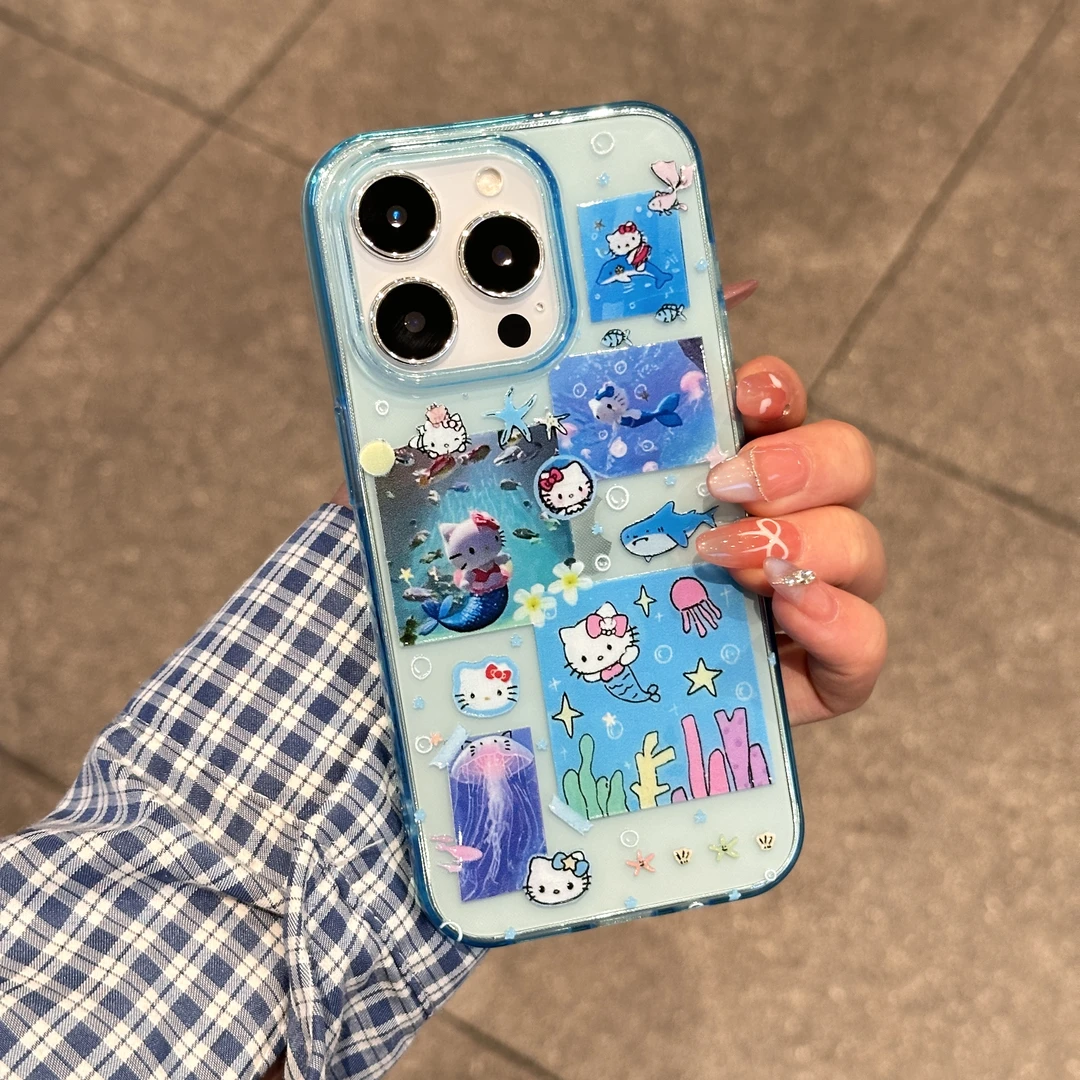 奥菲顿梦幻美人鱼kitty适用iPhone16/15透蓝14手机壳13苹果12套11