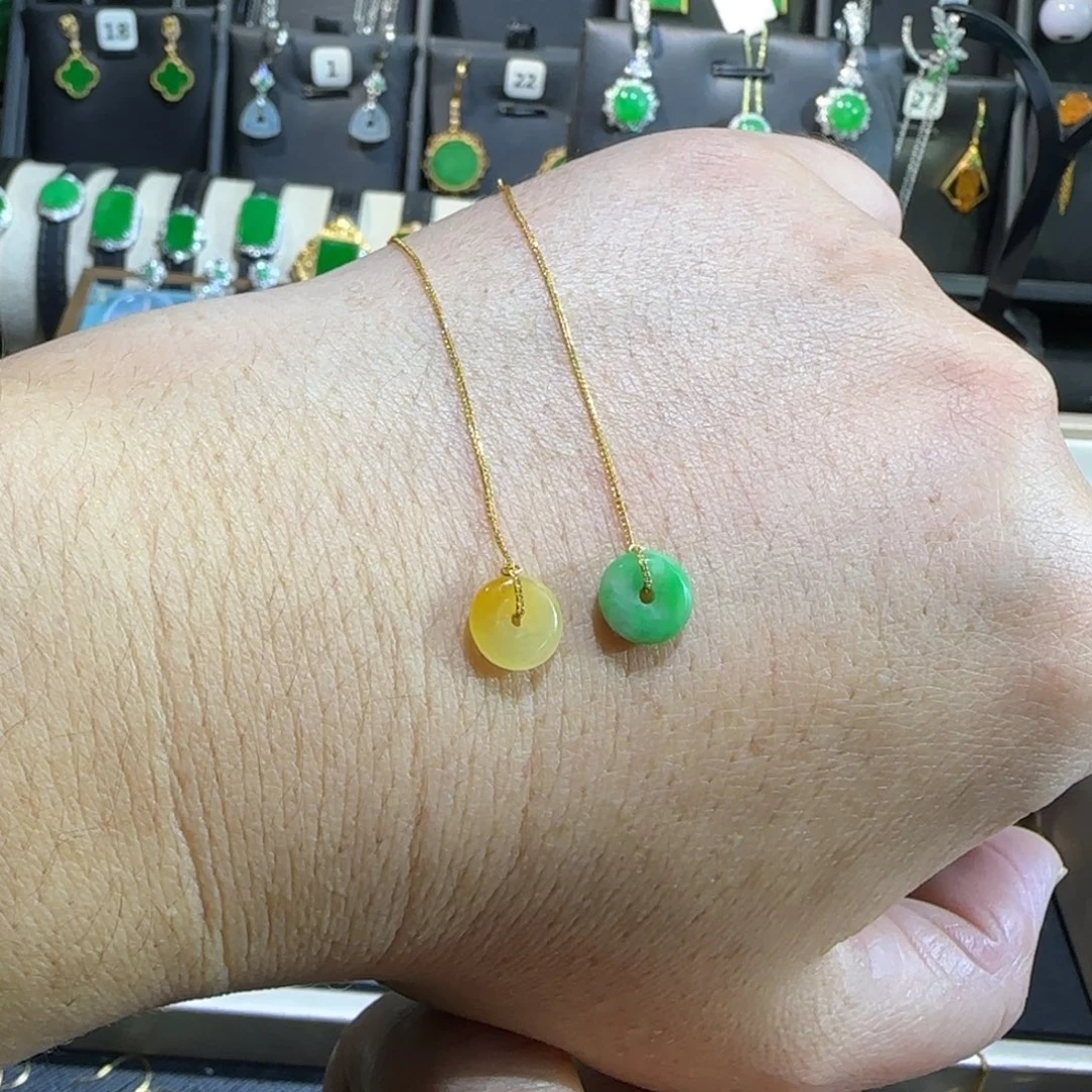 翡翠18K金镶嵌颈饰耳线