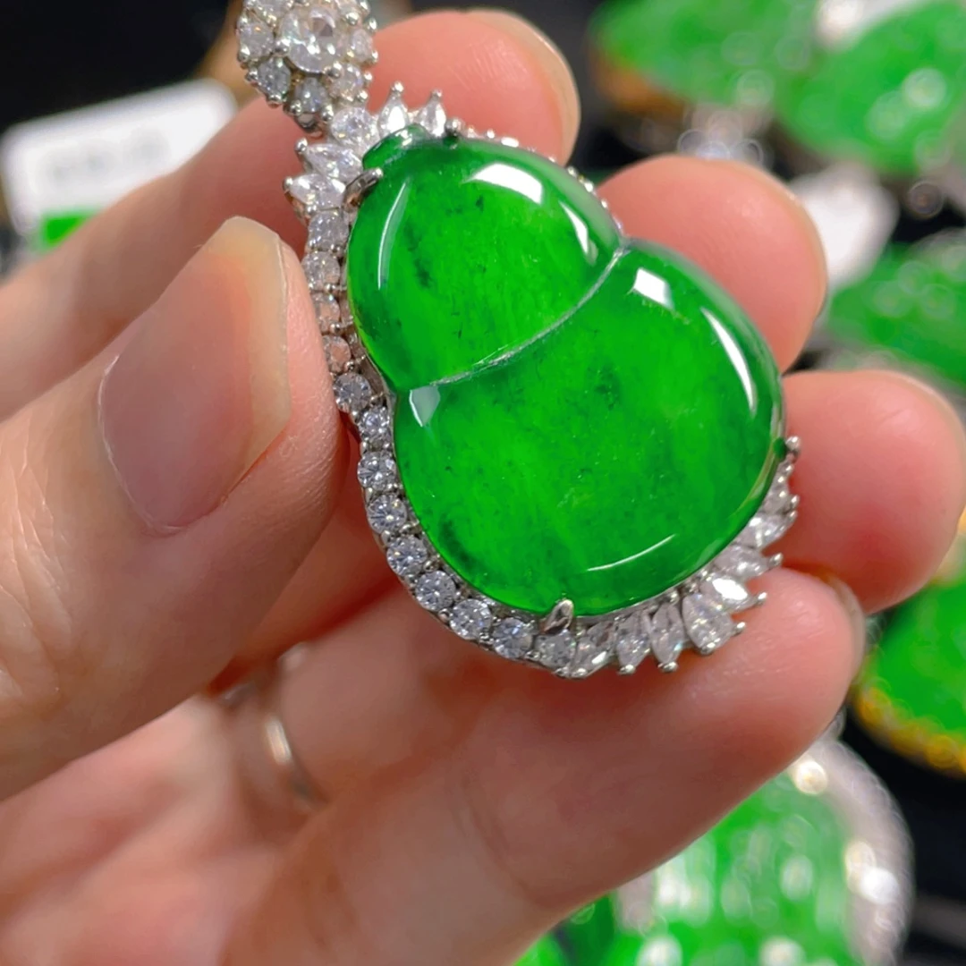 翡翠银S925镶嵌吊坠(不含链)