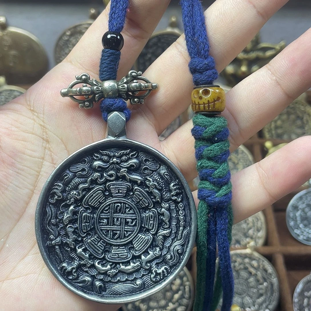 白铜麟甲熊九宫八卦牌