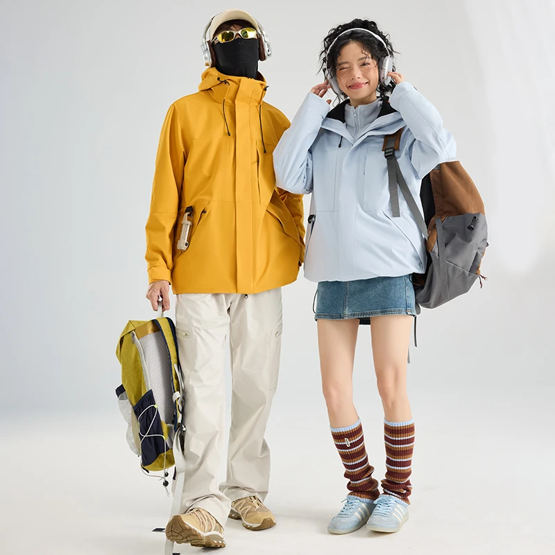 秋冬季户外情侣冲锋衣外套男女三合一男女防风防水登山服夹克三防