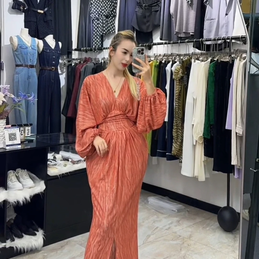 长款超弹性设计时尚大气连衣裙