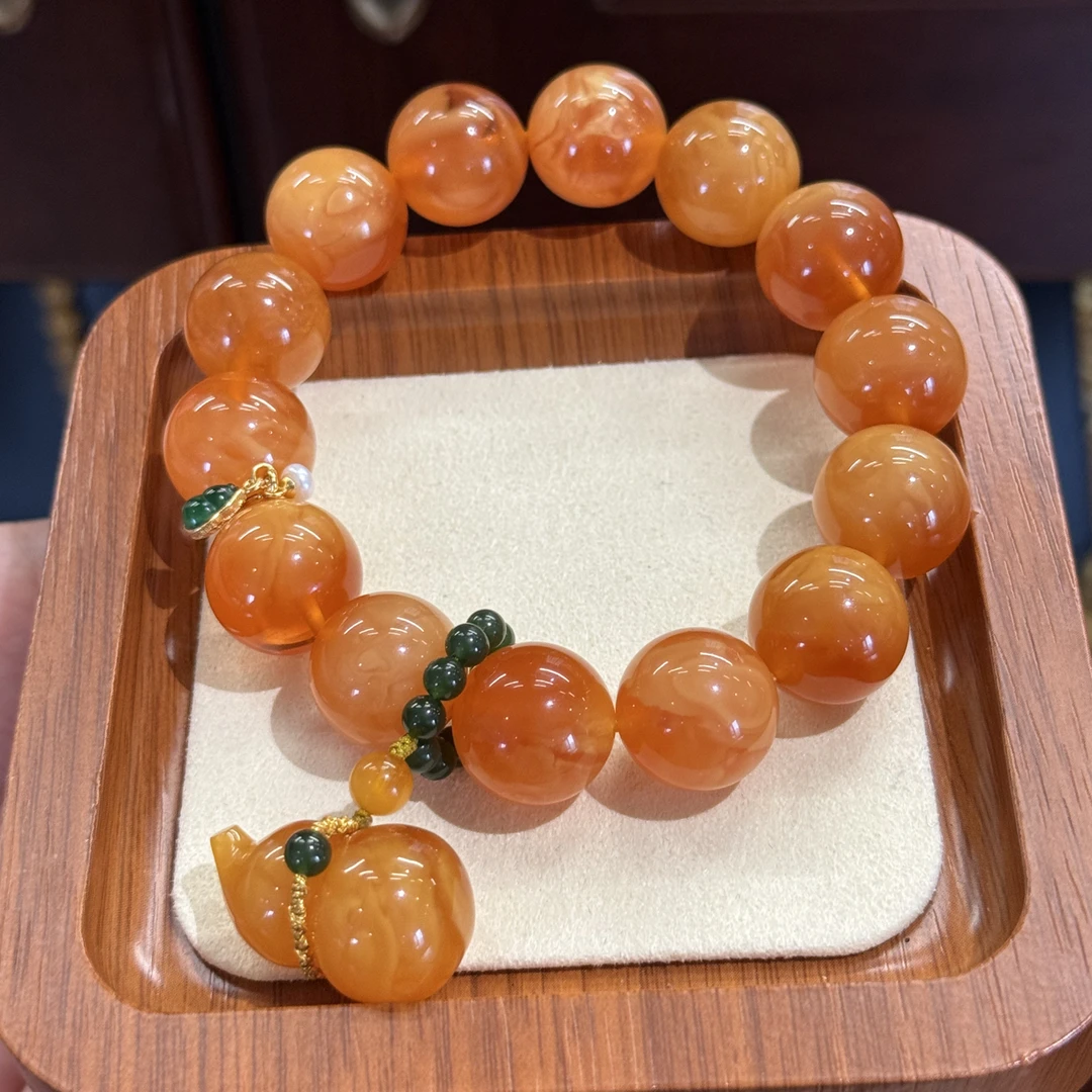 俄料丹麦料藏品鸡油红蜜糖花蜡显白2298