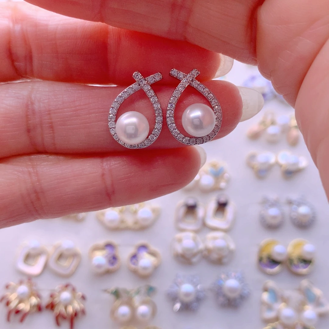 淡水珍珠耳饰合金