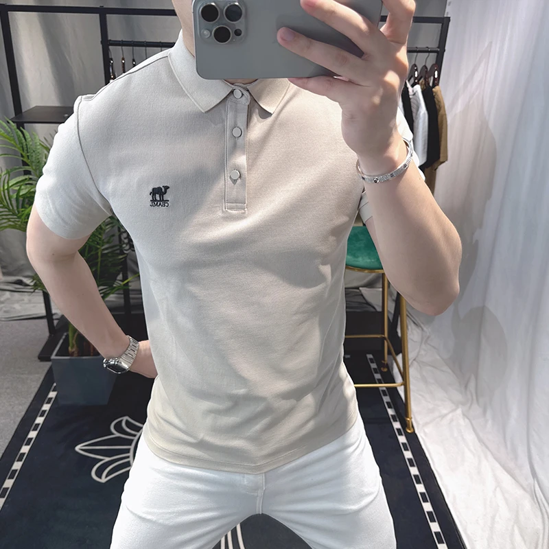 欧洲站2025夏季新款polo衫男时尚翻领刺绣潮牌高级感男士短袖t恤