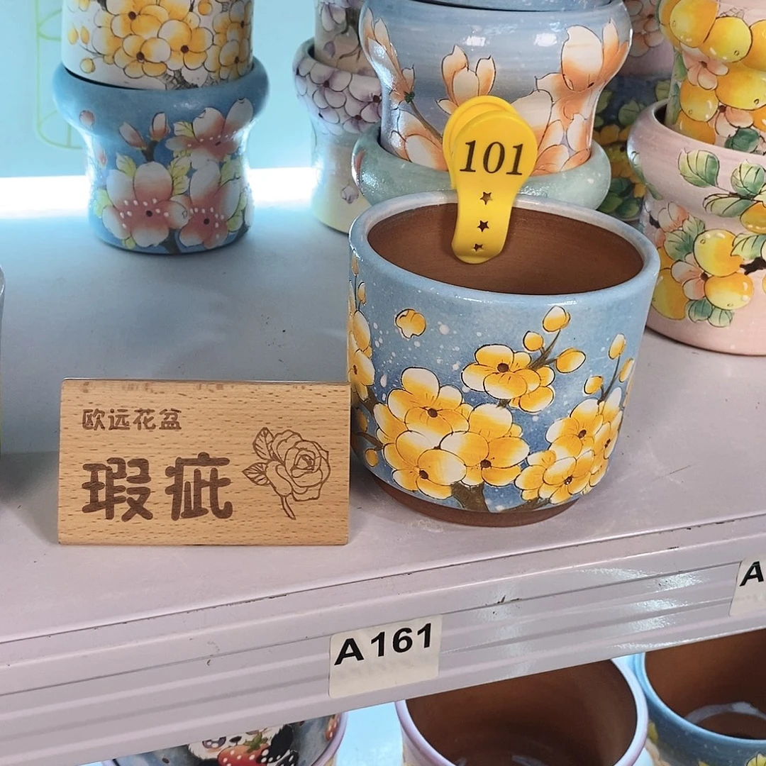 紫砂花盆红陶手绘花盆