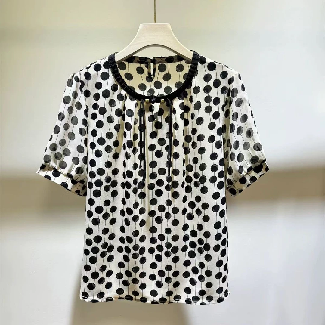 S2461  竖条纹显瘦夏季百搭气质时尚文艺女装休闲宽松小衫