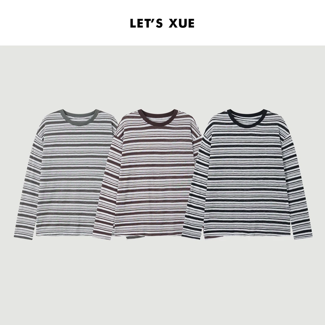 XUE【洛丁岛来信】时尚打底衫T恤条纹