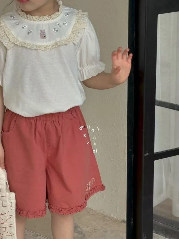 夏款-GXX-刺绣花边休闲短裤-百搭洋气-25302