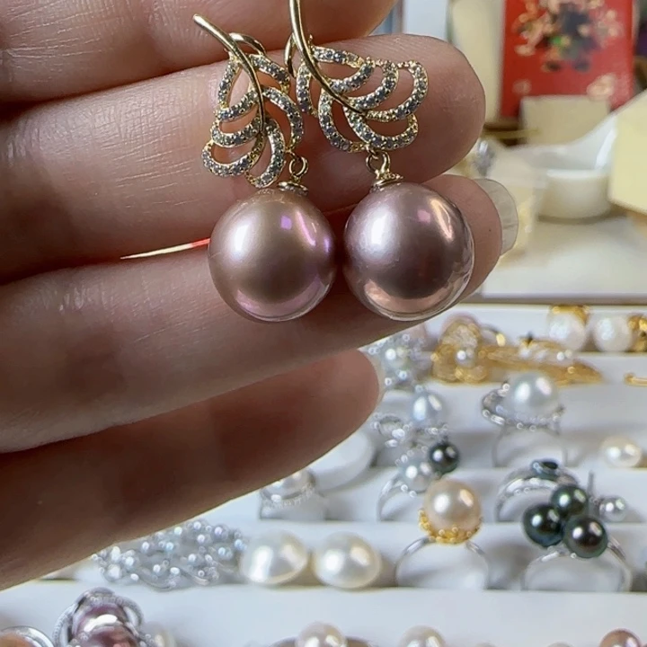 淡水珍珠卡12左右紫色有正常纹银S925镶嵌娥***姐