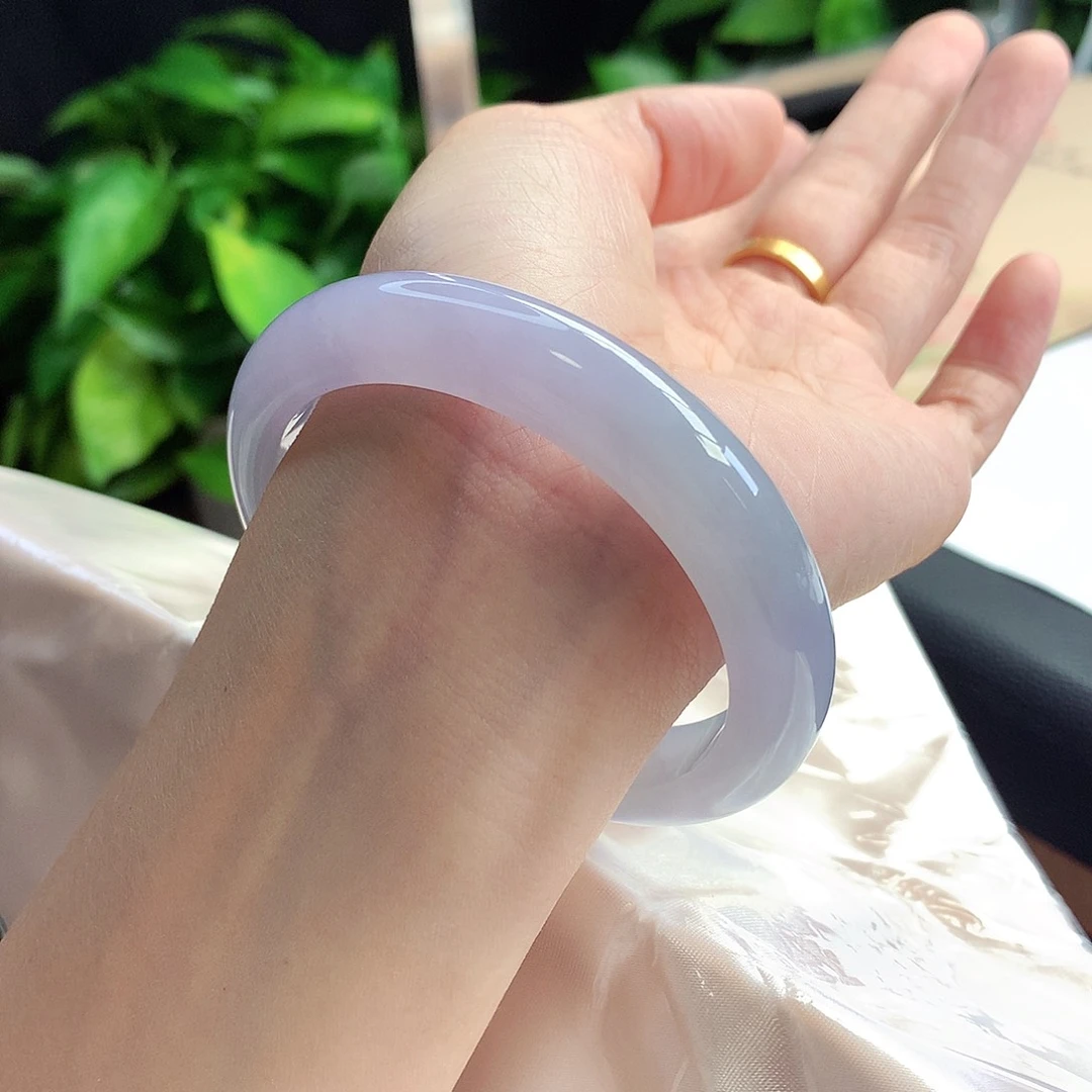 未镶嵌手镯翡翠57-58圈口冰胶莫奈紫罗兰天值地漏14号