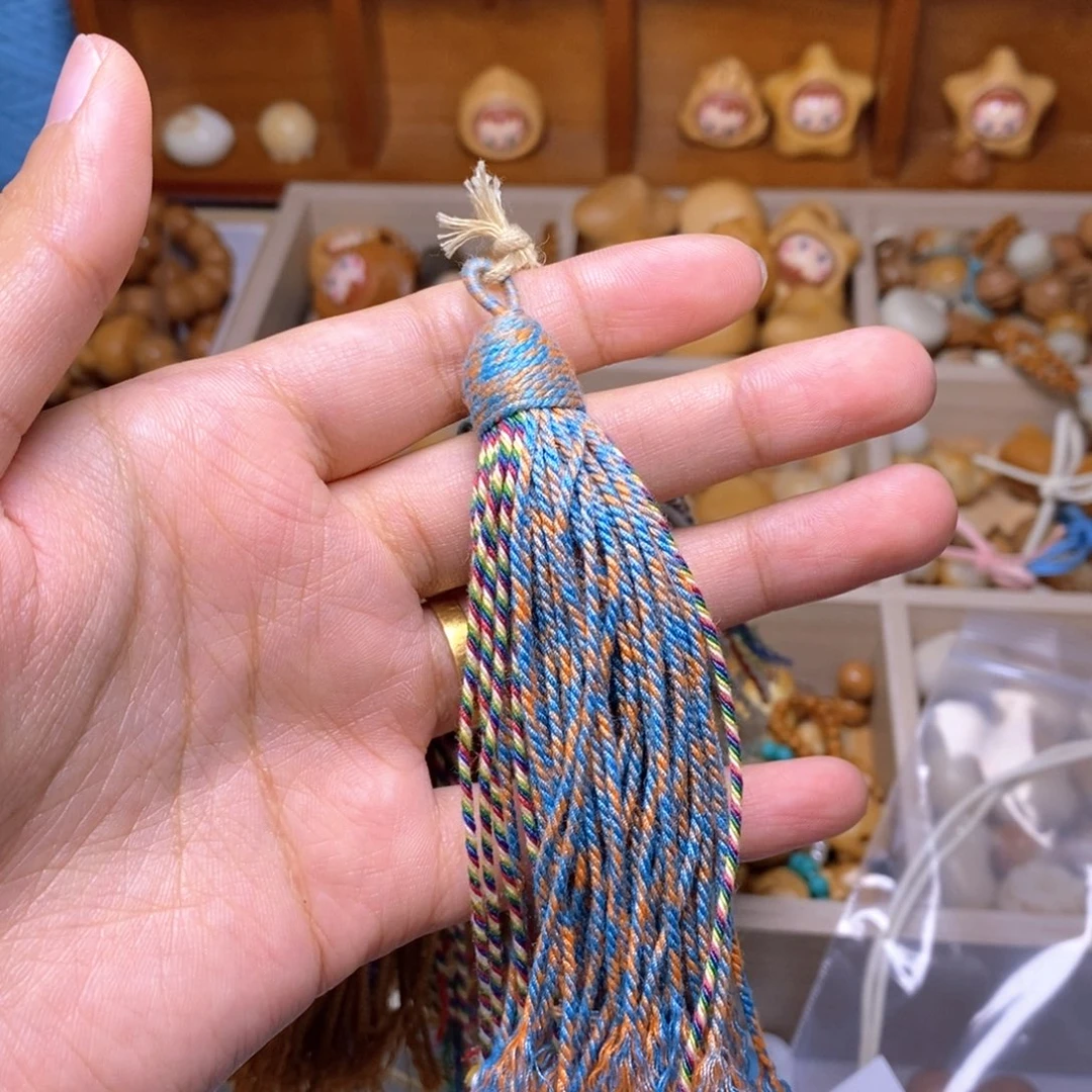 手串猴头核桃彩蓝色流苏