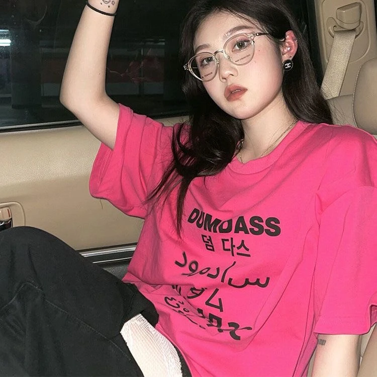 纯棉夏季短袖t恤女宽松美式复古显瘦上衣学生小众休闲韩版潮牌ins