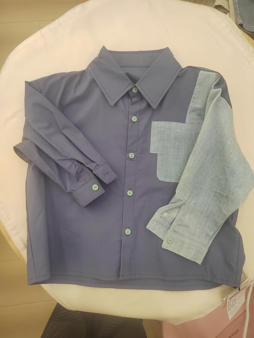 春秋款拼接衬衫长袖休闲款儿童