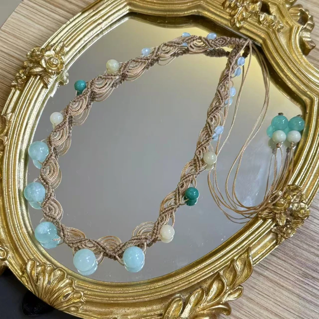 合金琉璃项链 LZ3614 天青冻蓝冰编织项链