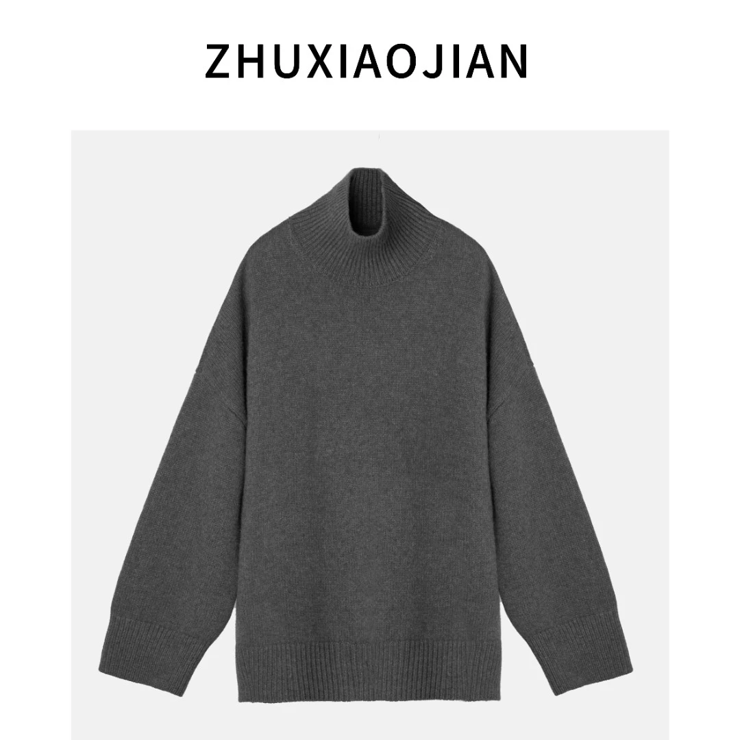 25冬季加厚羊毛衫高领毛衣打底套头翻领宽松慵懒风高级感保暖舒适