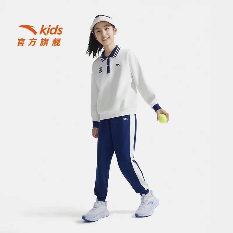 安踏儿童女童针织运动套新款舒适亲肤青少年运动时尚两件套潮-js