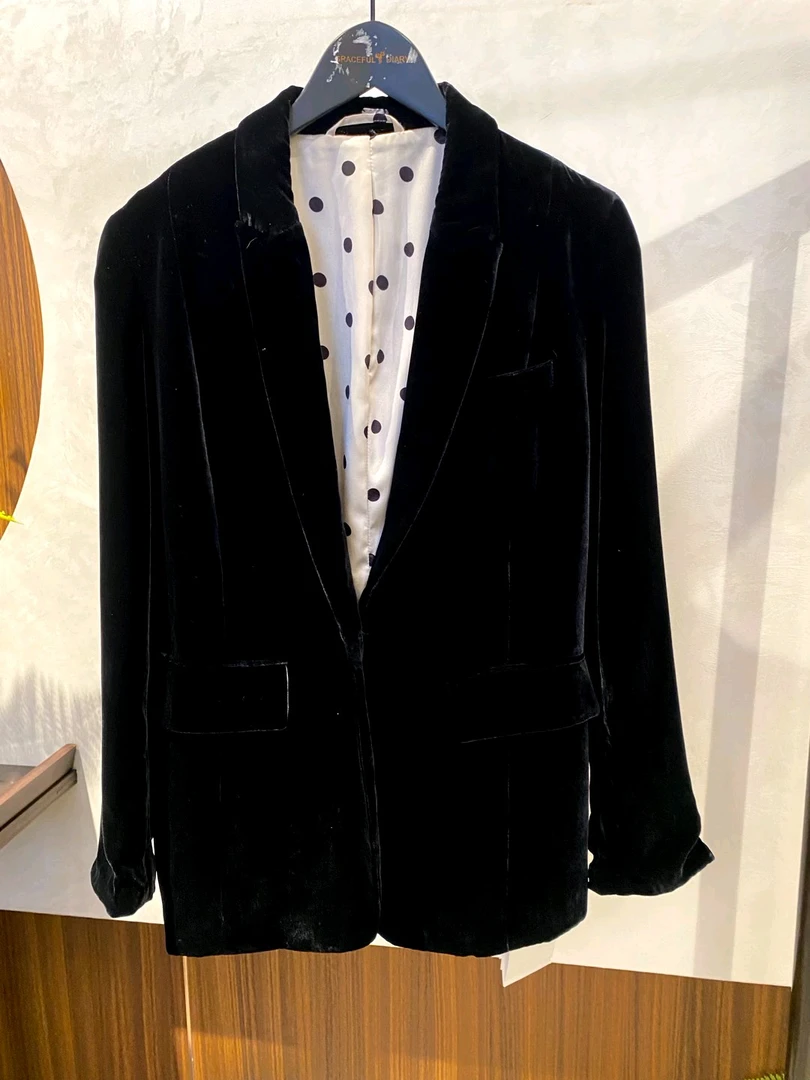 大公爵NOT 一粒扣真丝丝绒外套