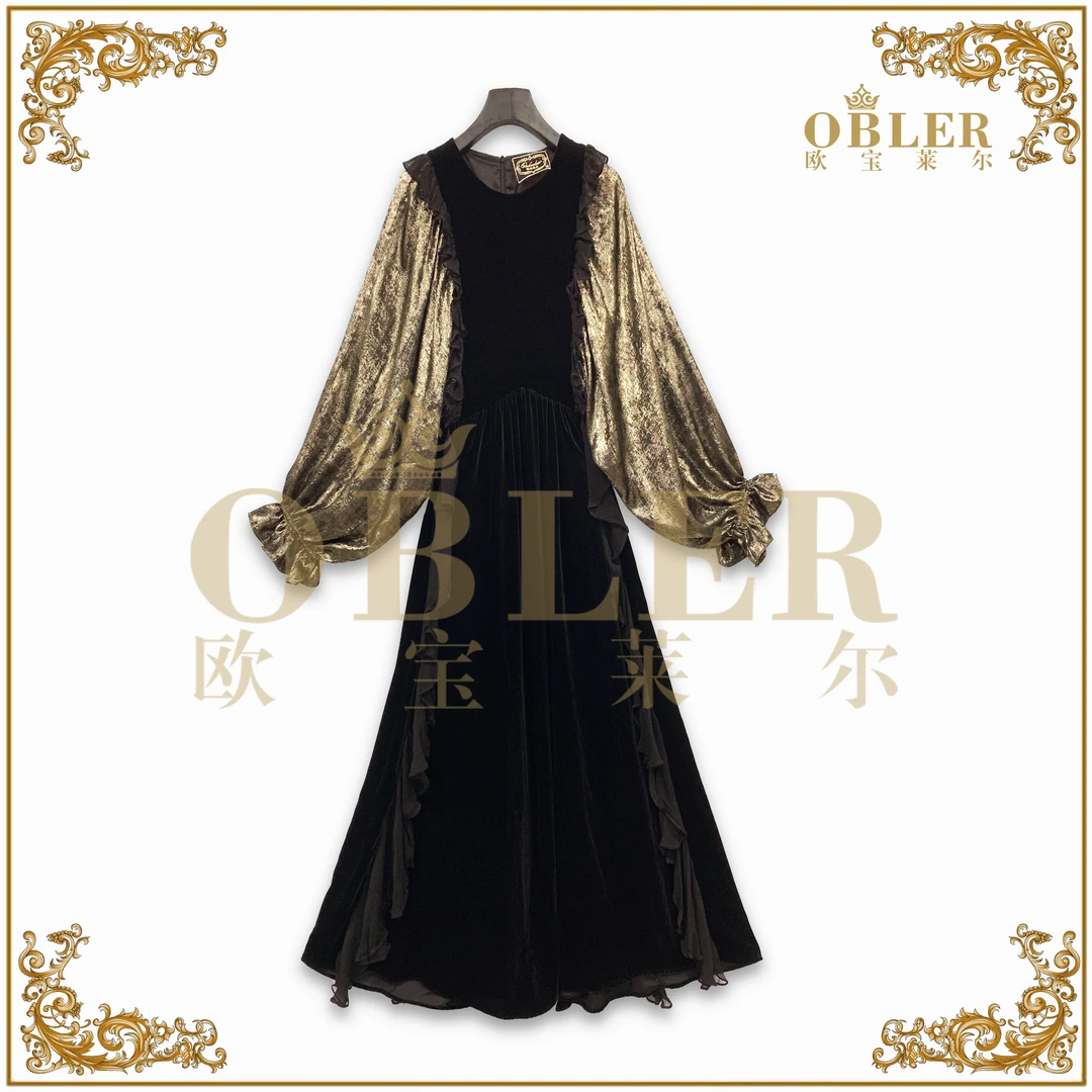 【欧宝莱尔】OBLER 新款气质轻奢时尚女装连衣裙305-24650
