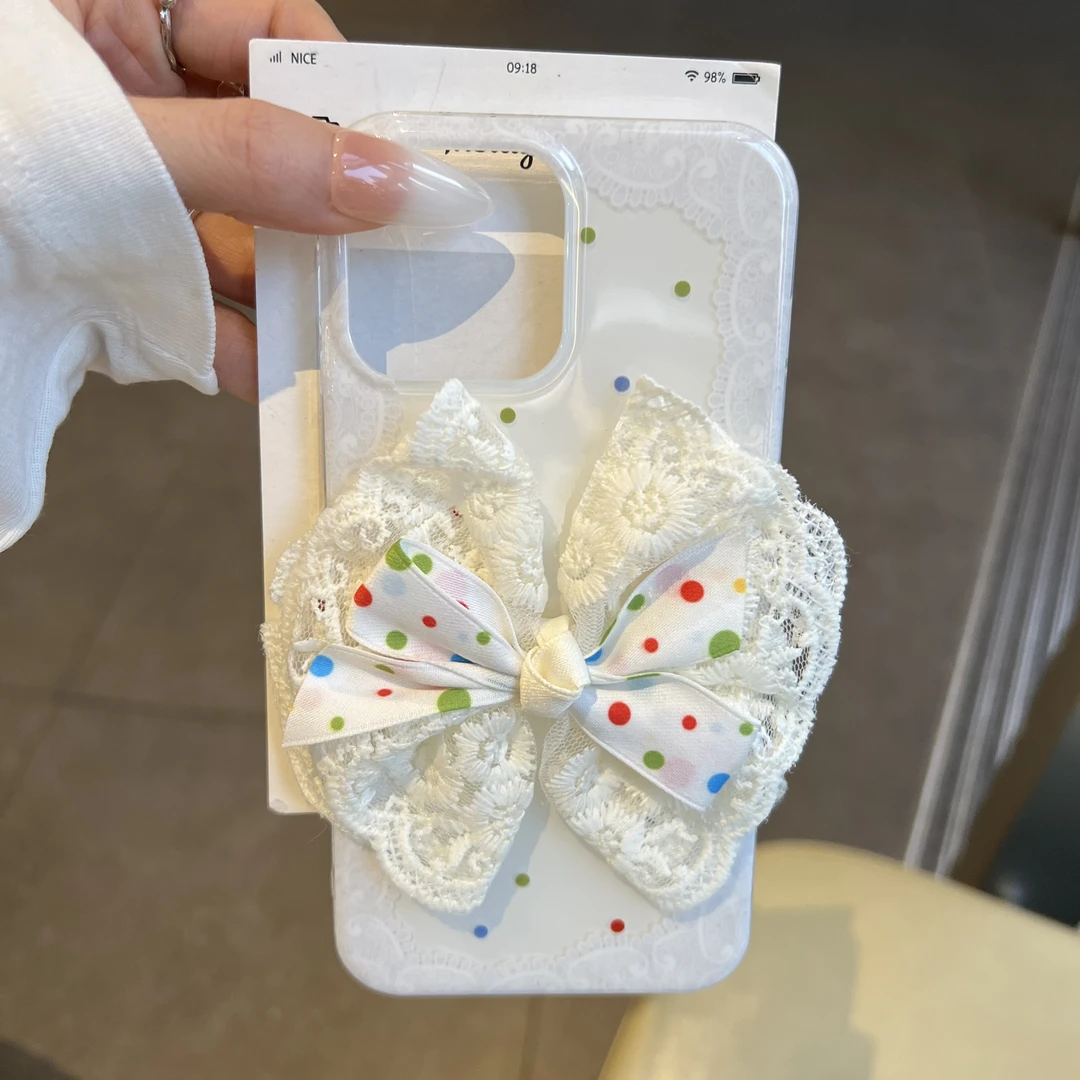 蕾丝立体蝴蝶结手机壳适用苹果iphone16Promax防摔保护套15高级感