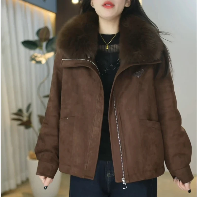 高端时尚狐狸毛短款羽绒服2025冬季新款气质宽松百搭加厚保暖外套