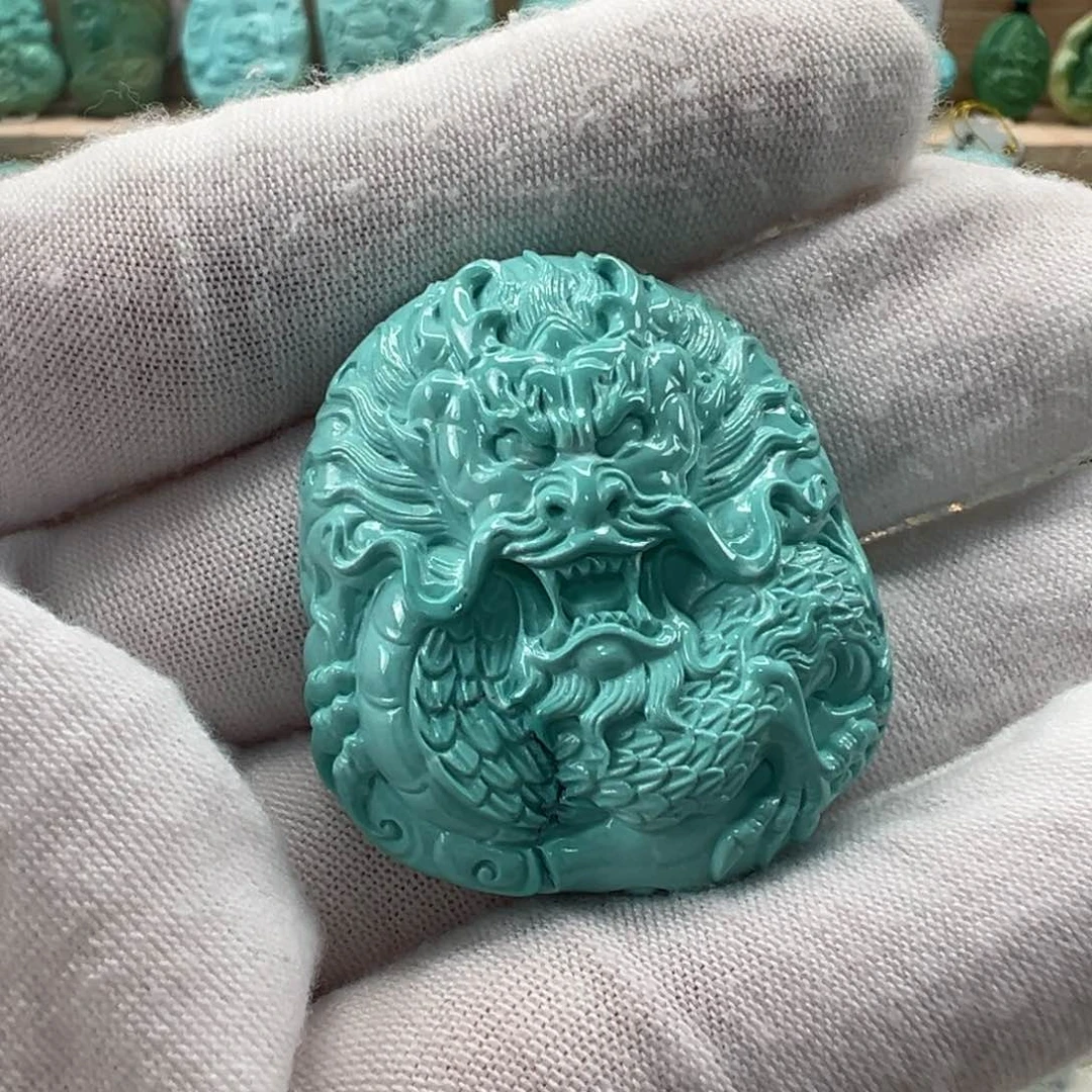 未镶嵌绿松石龙牌32mm