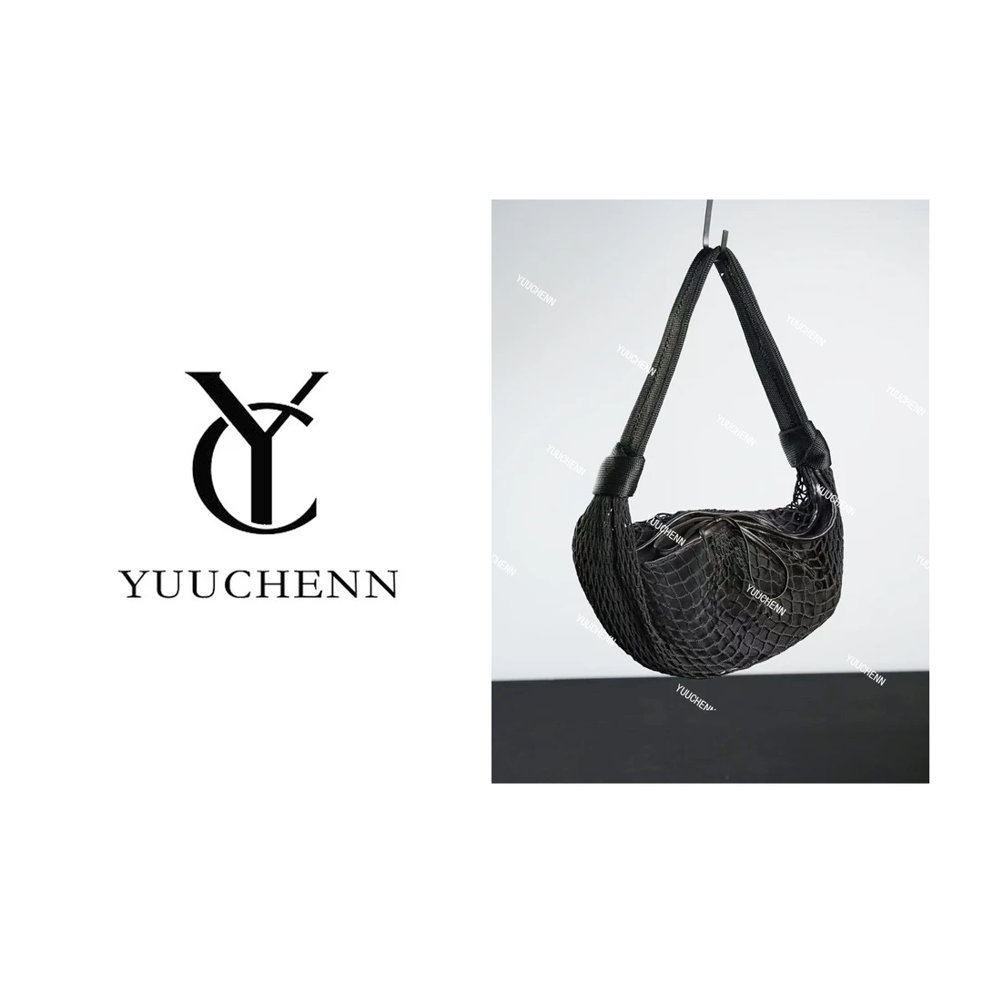 YUUCHENN【网织牛角包】纳帕羊皮52cm原创设计高定真皮包 HH6482