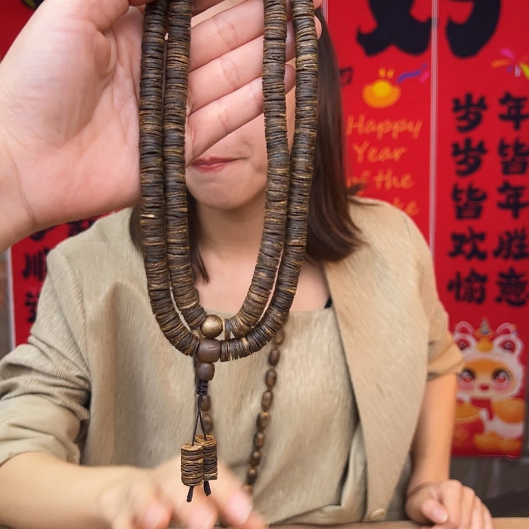 沉香手串海南老白奇沉水金丝蜜结皮油药片多圈一条0.9-45g