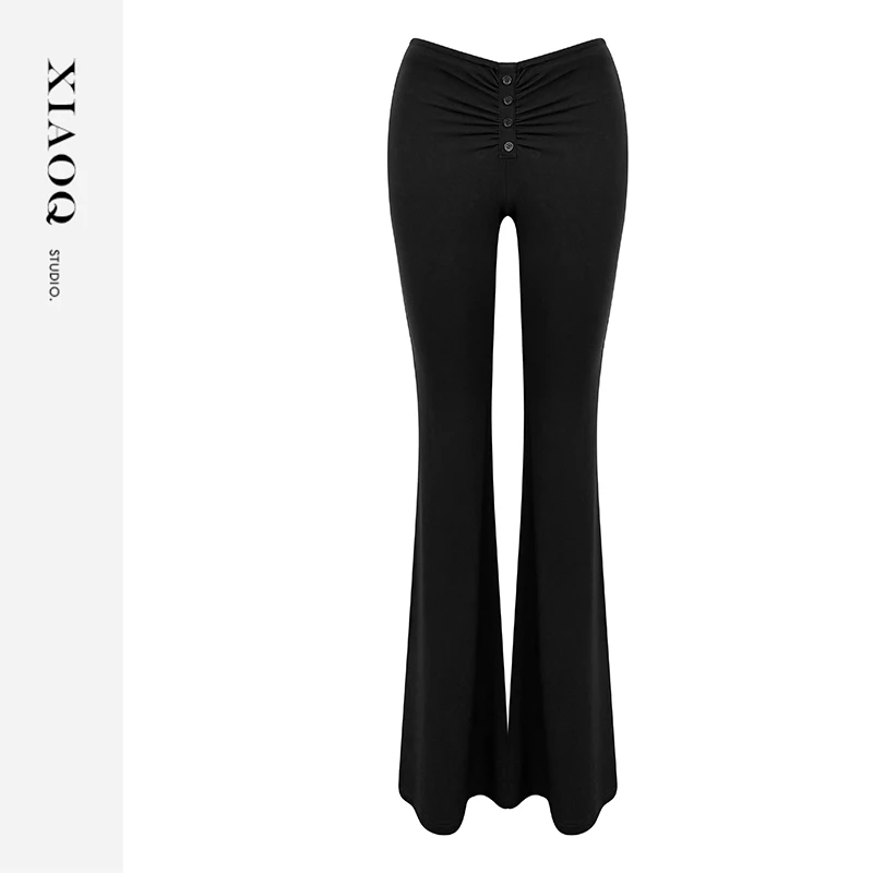 【小Q家】85440纯欲性感v腰头喇叭裤T