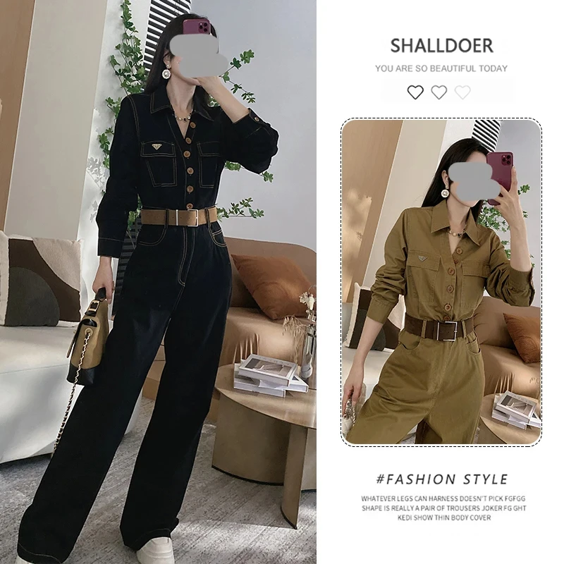 美式复古炸街气质工装连体裤女2025春秋新款休闲减龄显瘦连衣裤潮