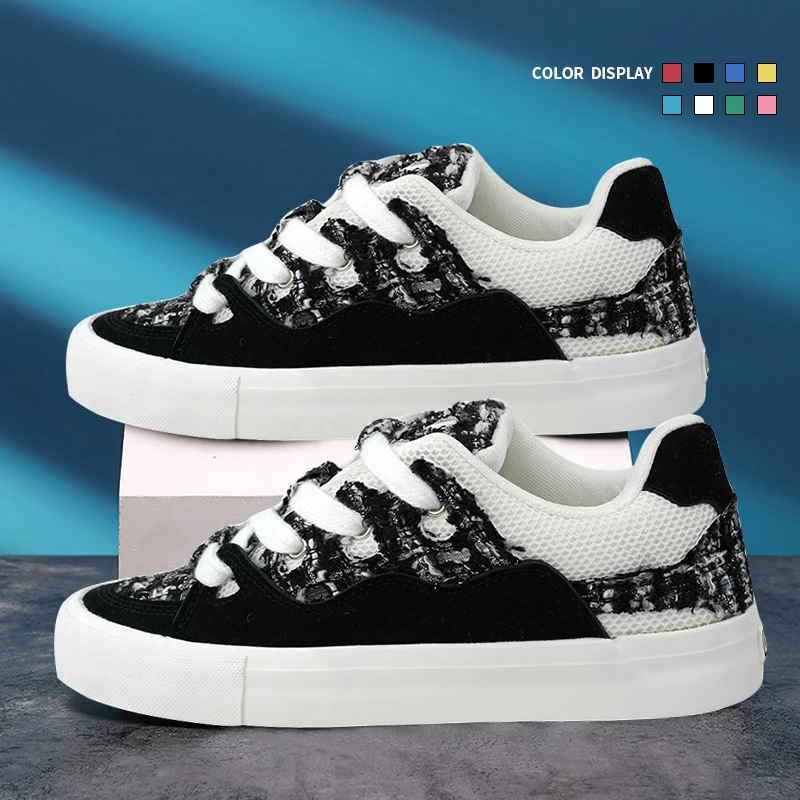 REVENFE X SPOTM FLAME OS联名复仇风暴小香风黑白面包鞋情侣板鞋