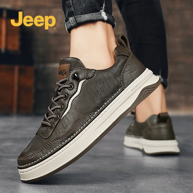jeep吉普男鞋2025春季新款时尚潮流百搭厚底防滑耐磨休闲运动板鞋