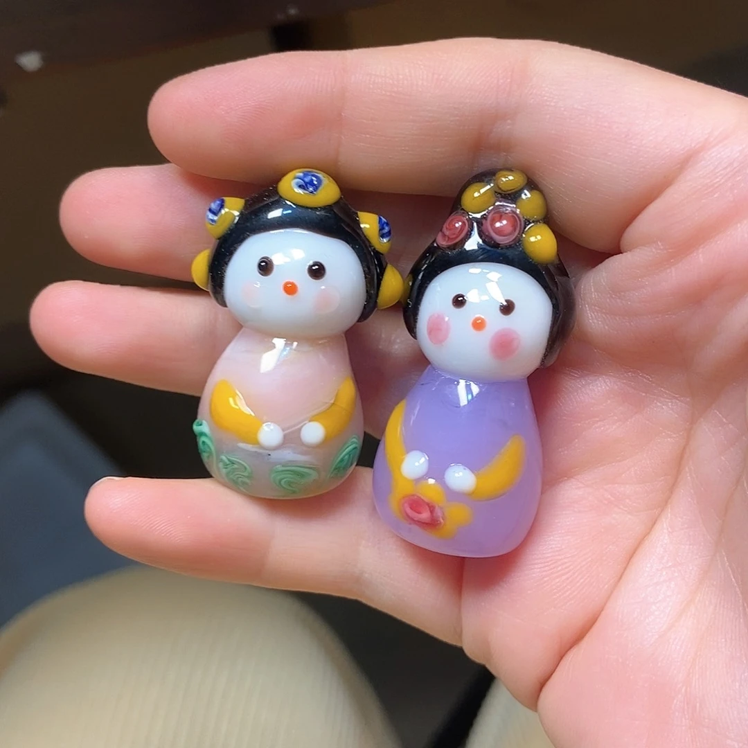 琉璃手工艺品静*一对