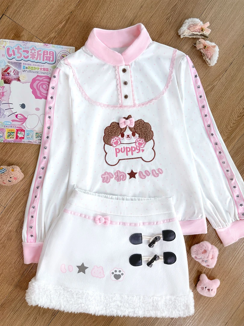 【月轨】puppy 小狗秋冬保暖连帽加厚马甲内搭日系可爱女儿服Lolita