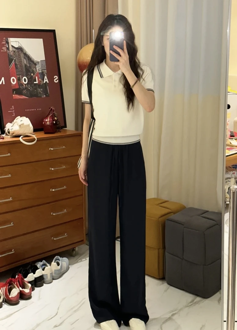 77 天丝亚麻阔腿裤