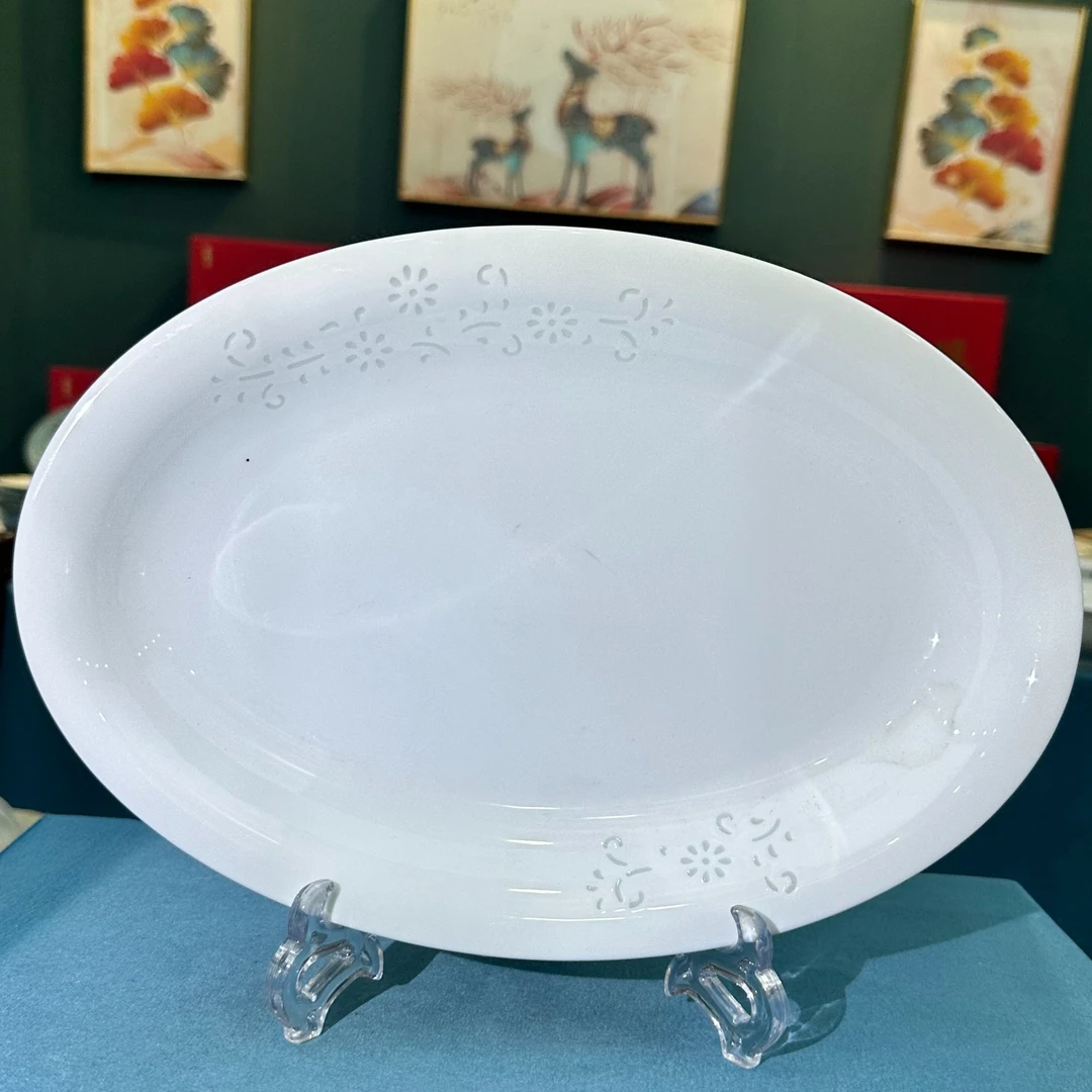 景德镇餐具【微瑕尾货】白玲珑太阳花鱼盘1个