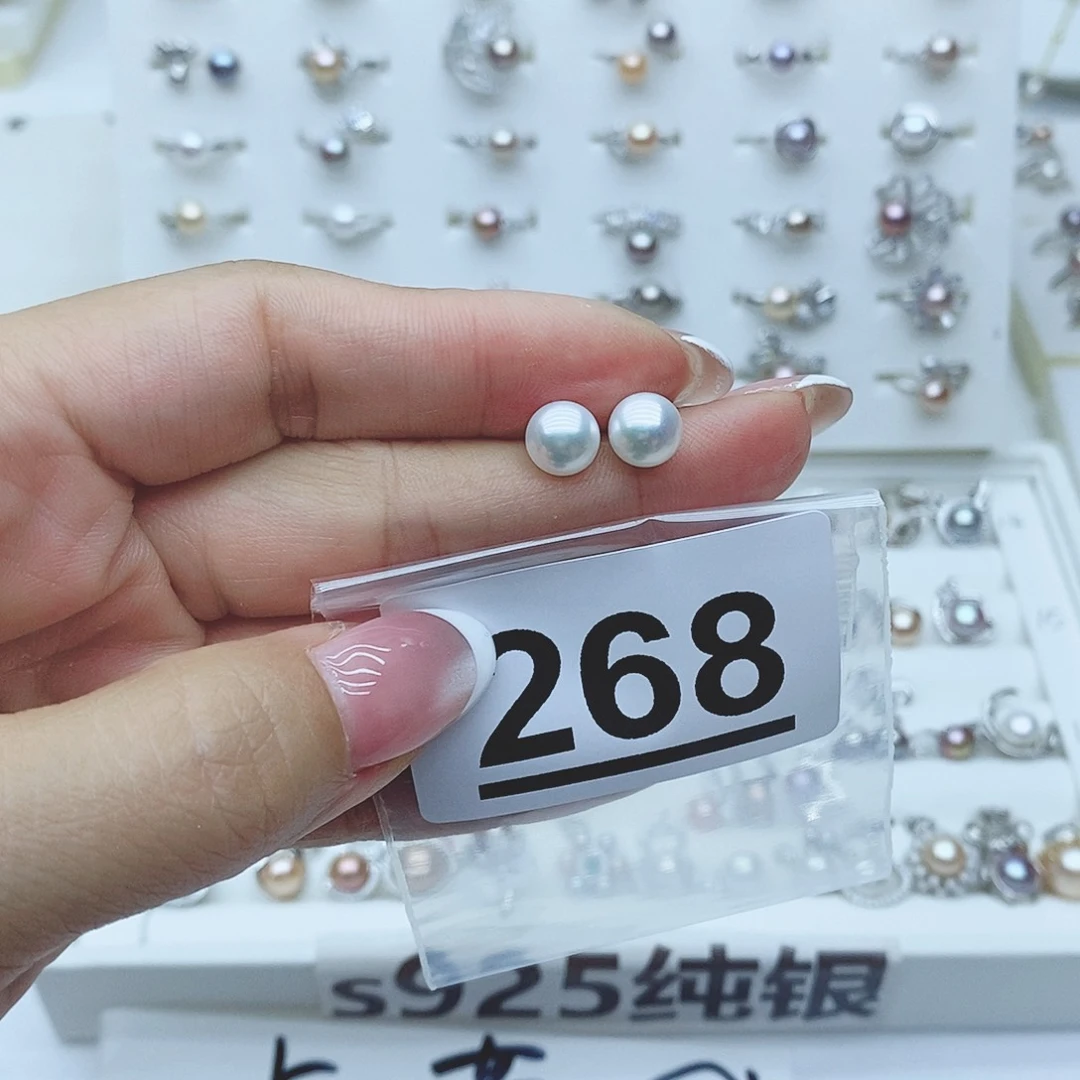 大***门戒指银S925镶嵌淡水珍珠268
