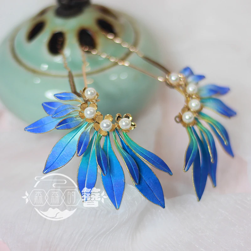 森森的簪 云间雀丨原创非遗缠花u型发簪 新中式点翠古风汉服发饰