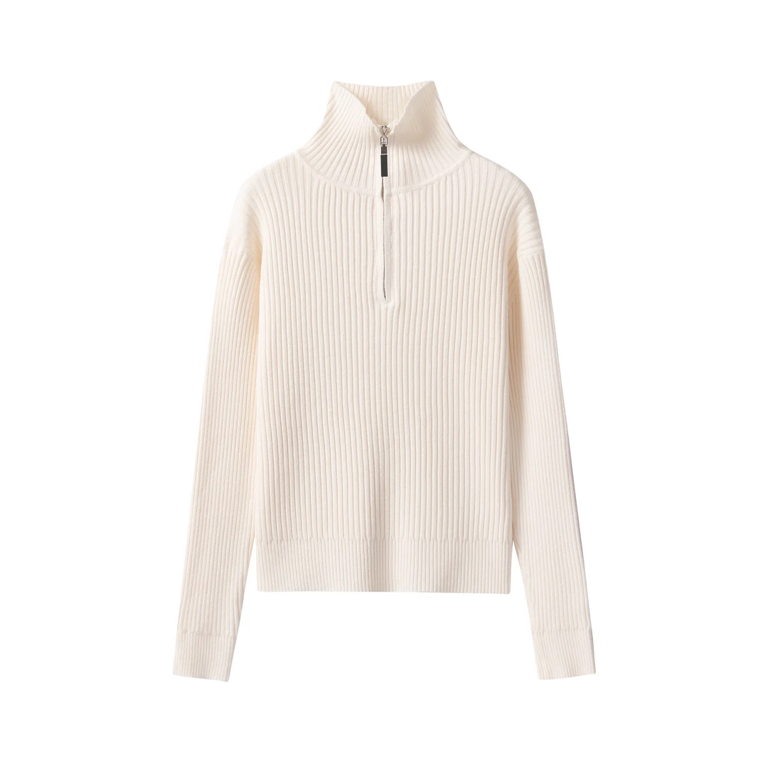 纯色百搭半金属拉链高领套头打底衫F43004A212