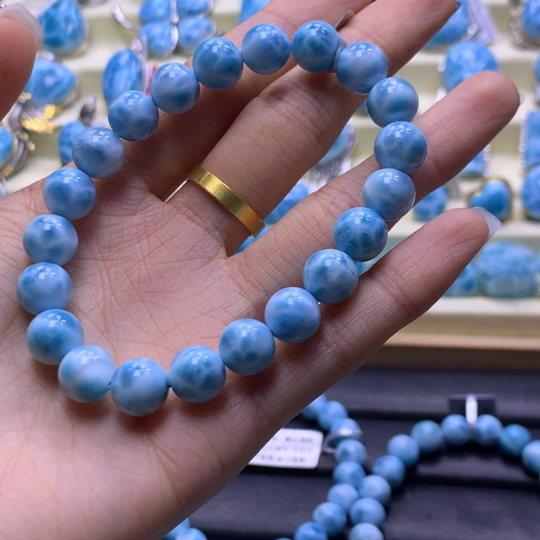 针钠钙石（海纹石）未镶嵌手链精品9m手串色差略异