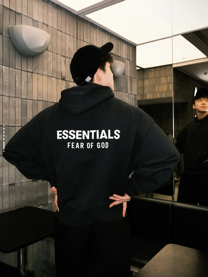 【送短袖】essentials 25ss 开衫拉链连帽秋冬抓绒卫衣外套男女同款