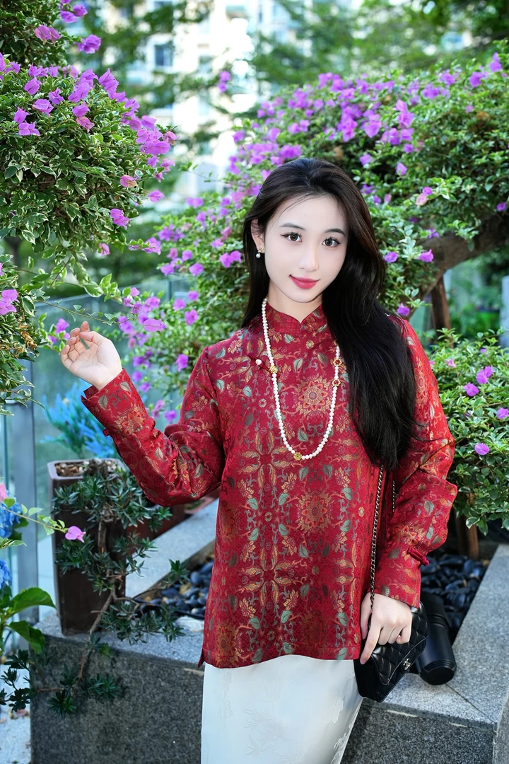 蓝大【沁岚】桑蚕丝新中式长袖上衣7338