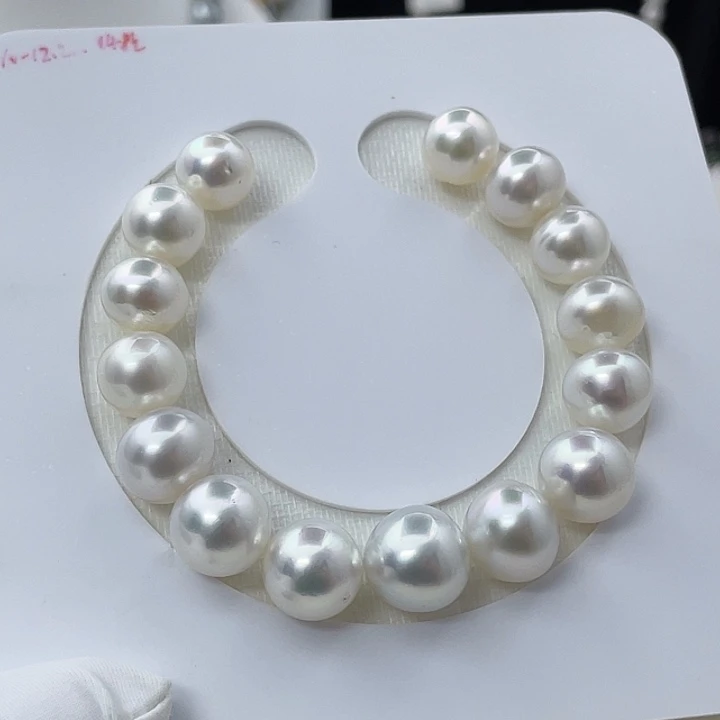 手绳海水珍珠银S925镶嵌澳白手链10.4-12.2mm
