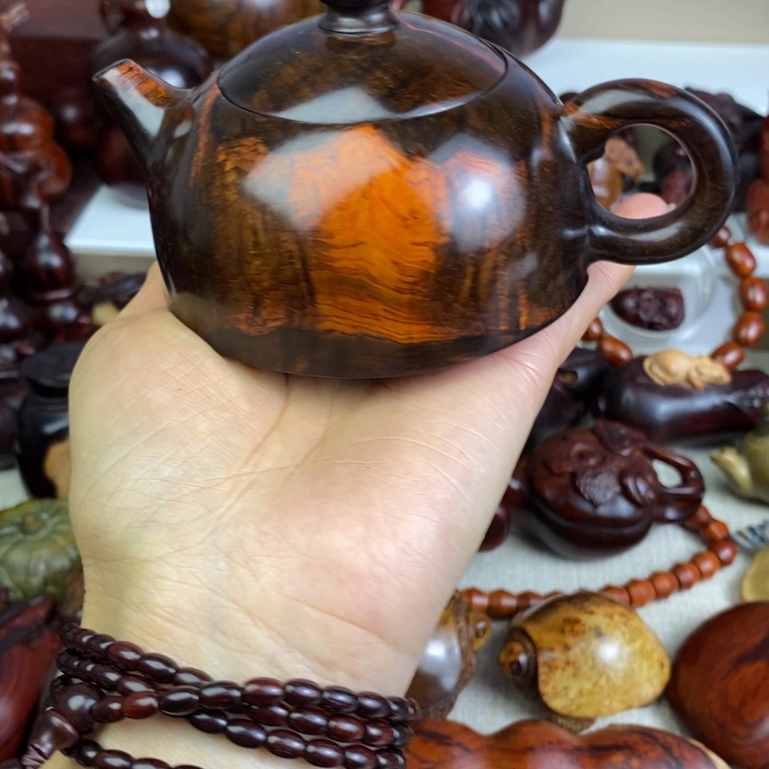 幸***w木老红木手把壶摆件