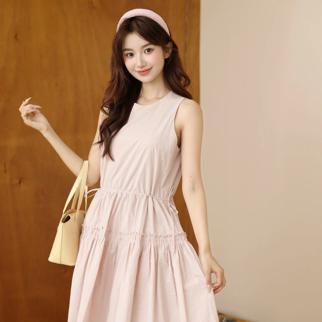 SPAO韩国同款2025夏季新品甜美清新欧若风连衣裙女SPOWF49W91