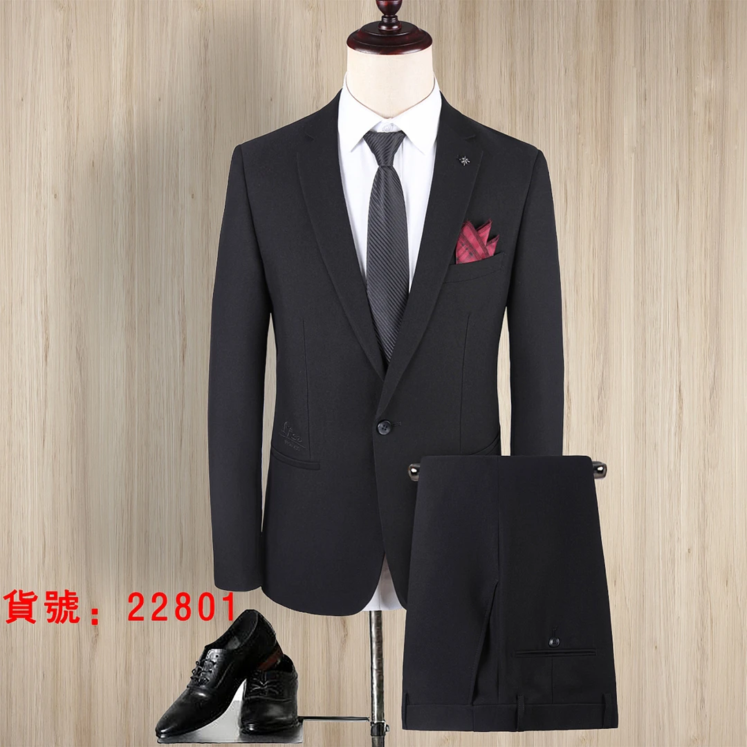后中开衩秋季标准单排扣西服套装休闲男款潮流极简风男士婚礼礼服