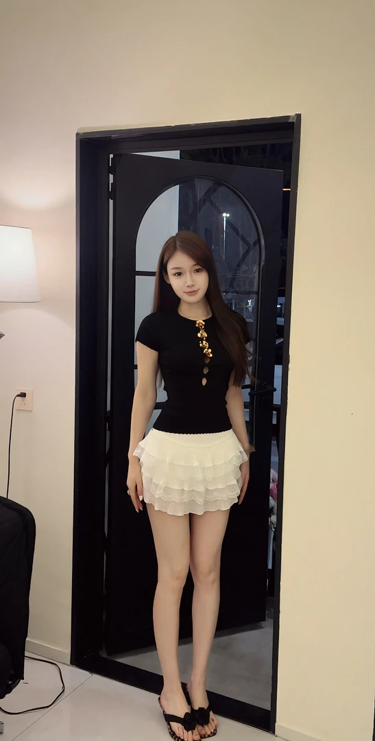 JJio九儿【香香半裙】雪纺有内衬蕾丝半裙