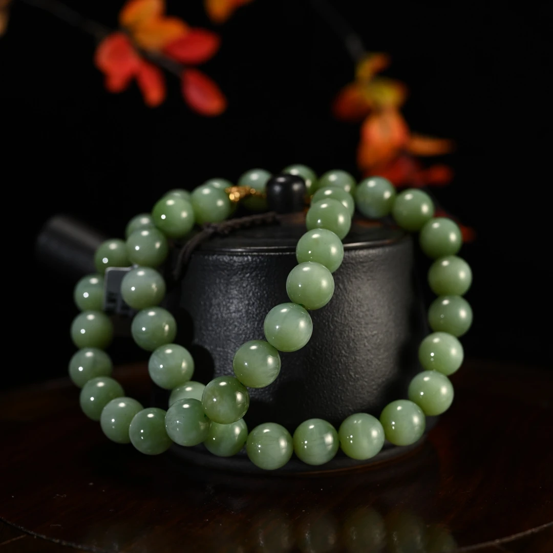 Lot8825 25YU108057和田玉碧玉猫眼项链/匡时