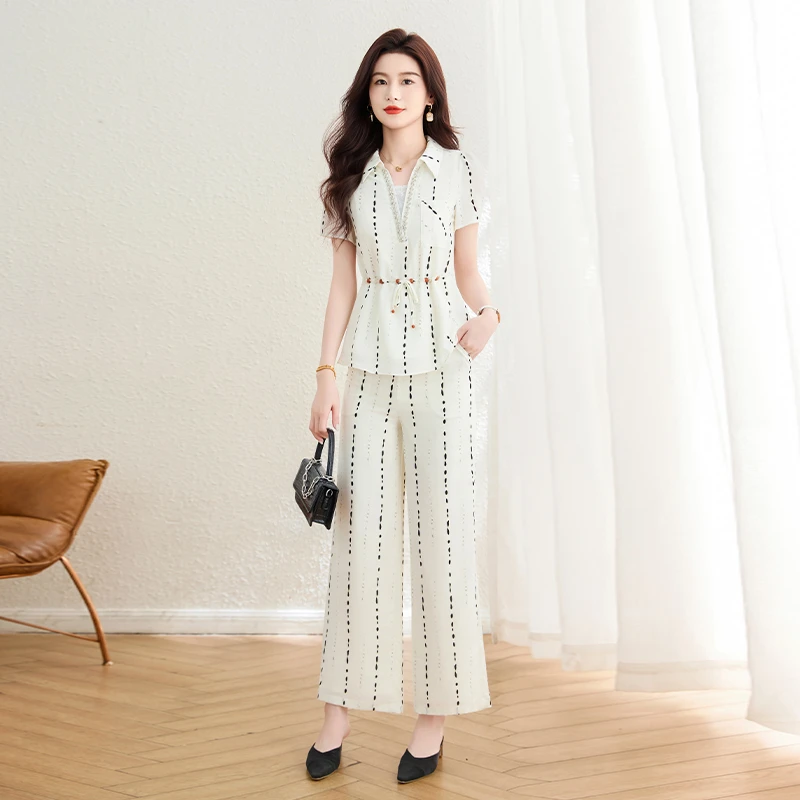 贵夫人高端气质套装夏2025优雅设计师时尚休闲收腰显瘦套裤26218