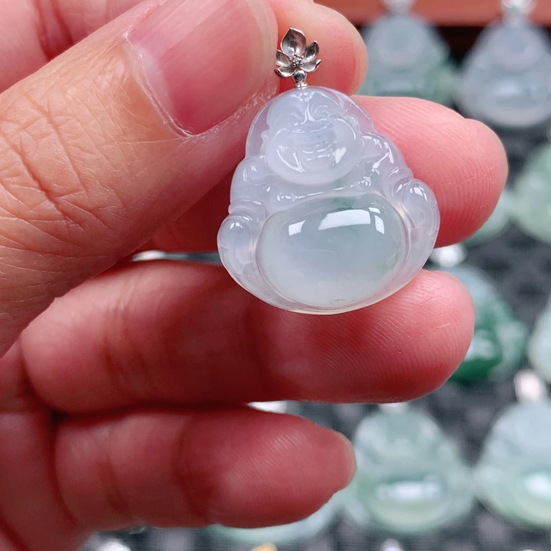 翡翠18K金镶嵌吊坠(不含链)厚卡6.6